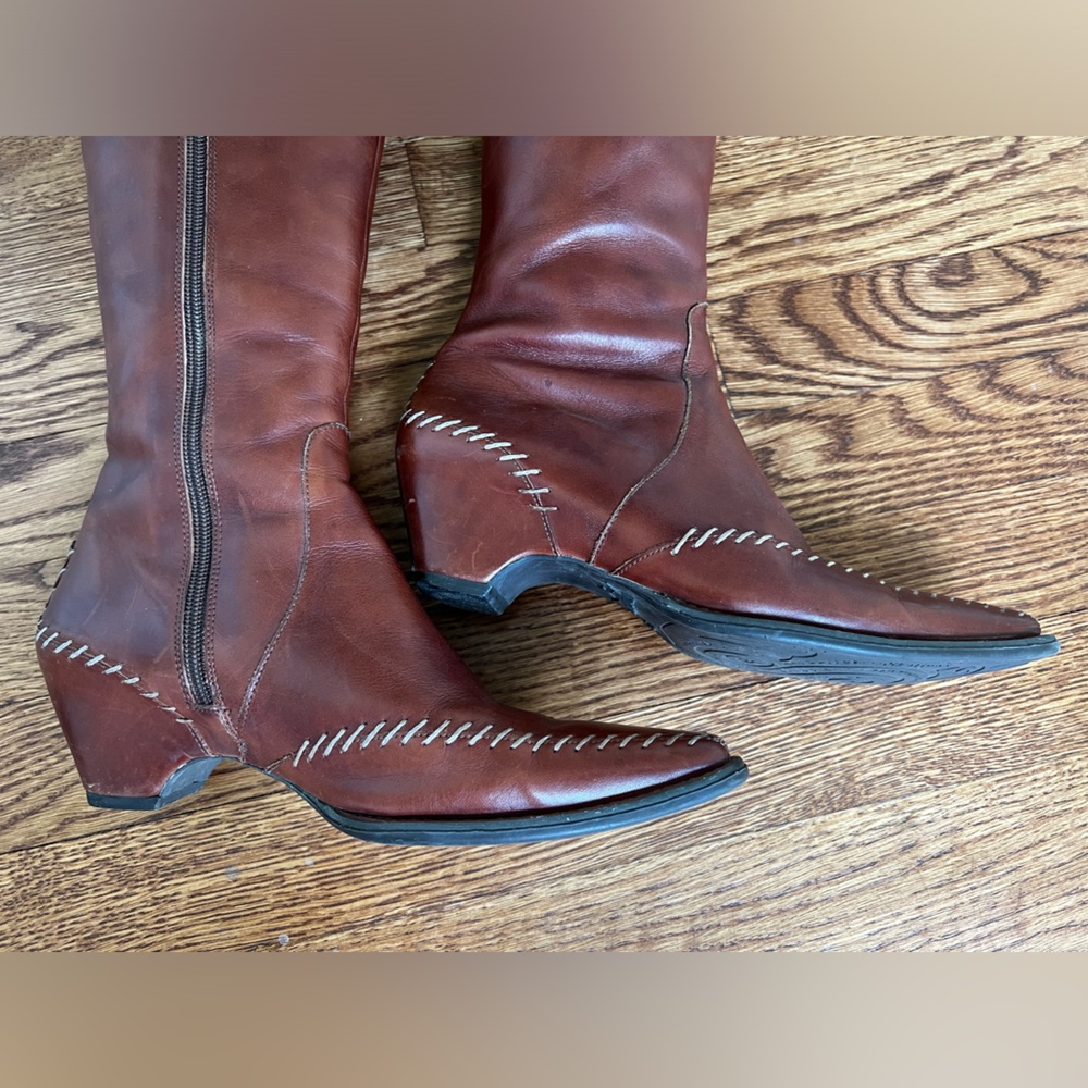 PIKOLINOS‎ Tall Leather Heeled Boots Stitching Sleek Stitched Old Money Rich 36 - Picture 15 of 16